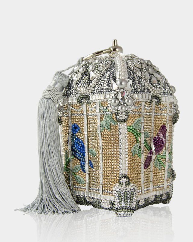 Crystal-Embellished Birdcage Clutch Bag